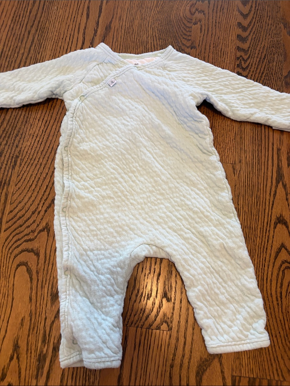 Baby Quilted Long-Sleeve One-Piece Pajama in Light Blue